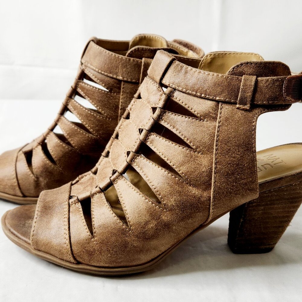 Naturalizer Open Toe Block Heel Faux Leather Comfort Sandal